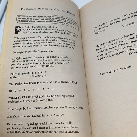 Stephen King Cell Softcover Pocket Star Premium Edition Horror 2006 - Picture 8 of 12